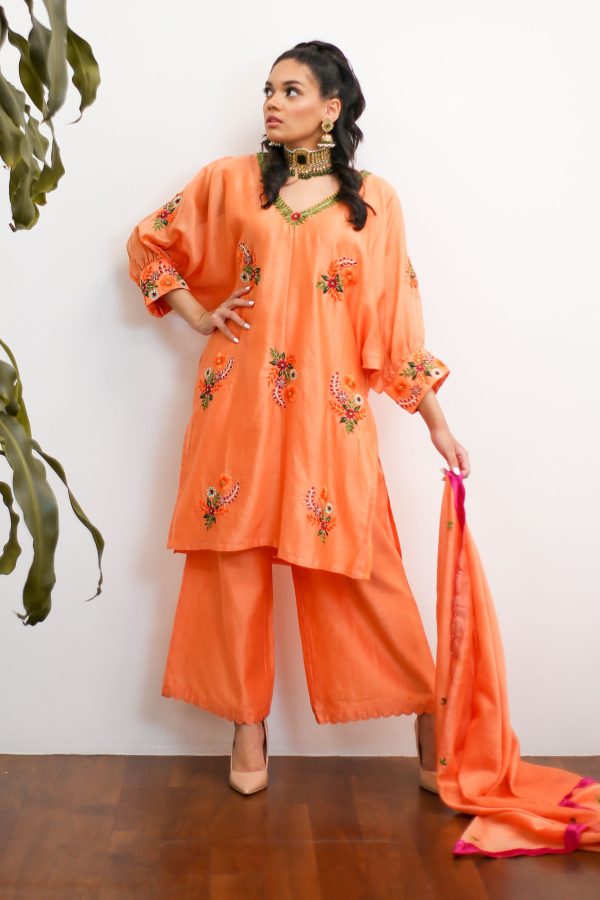 Phool Burnt Orange Kaftan Kurta Set