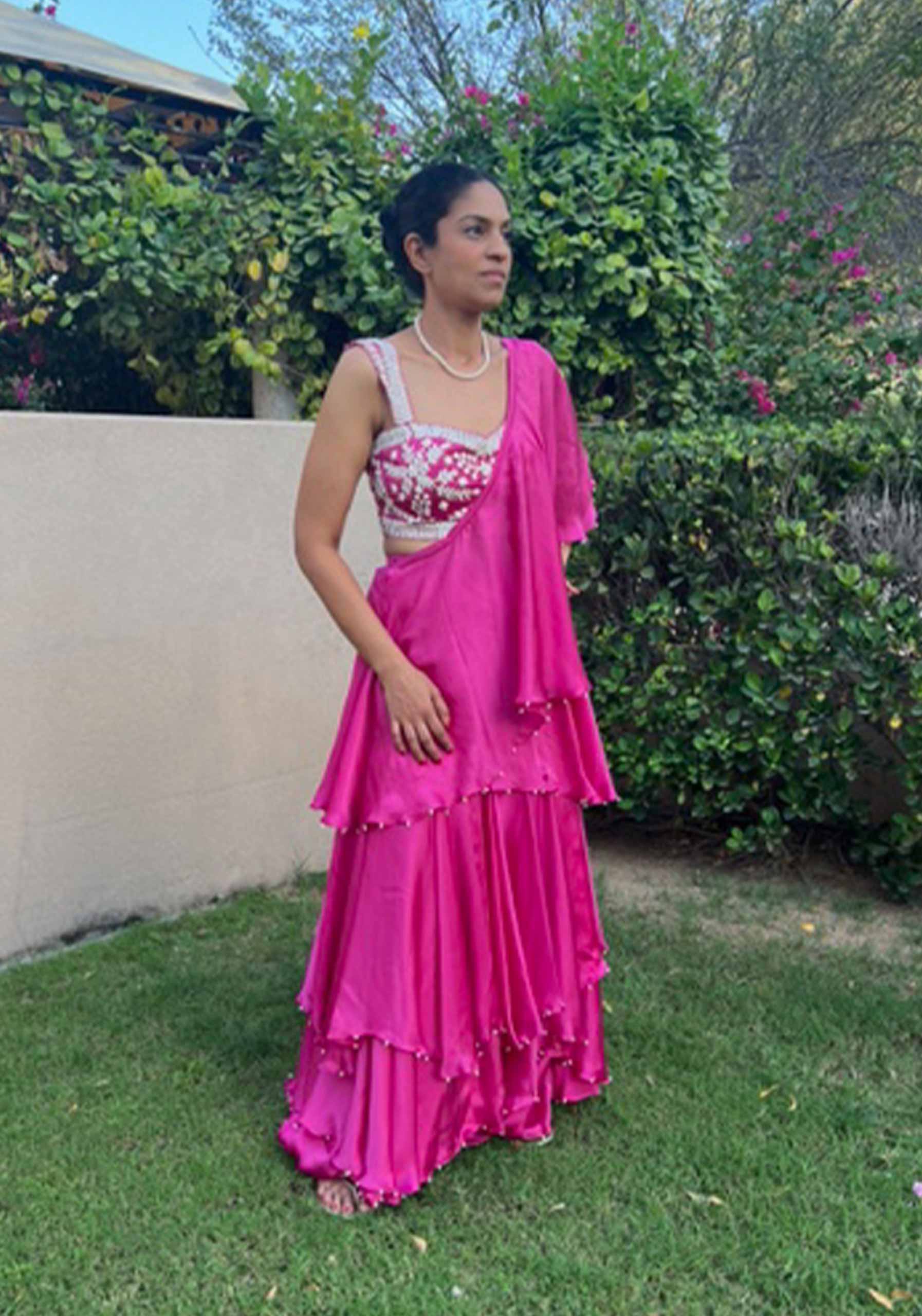 Pink-Pre--Stitched-Waterfall-Draped-Saree-and-Blouse-1